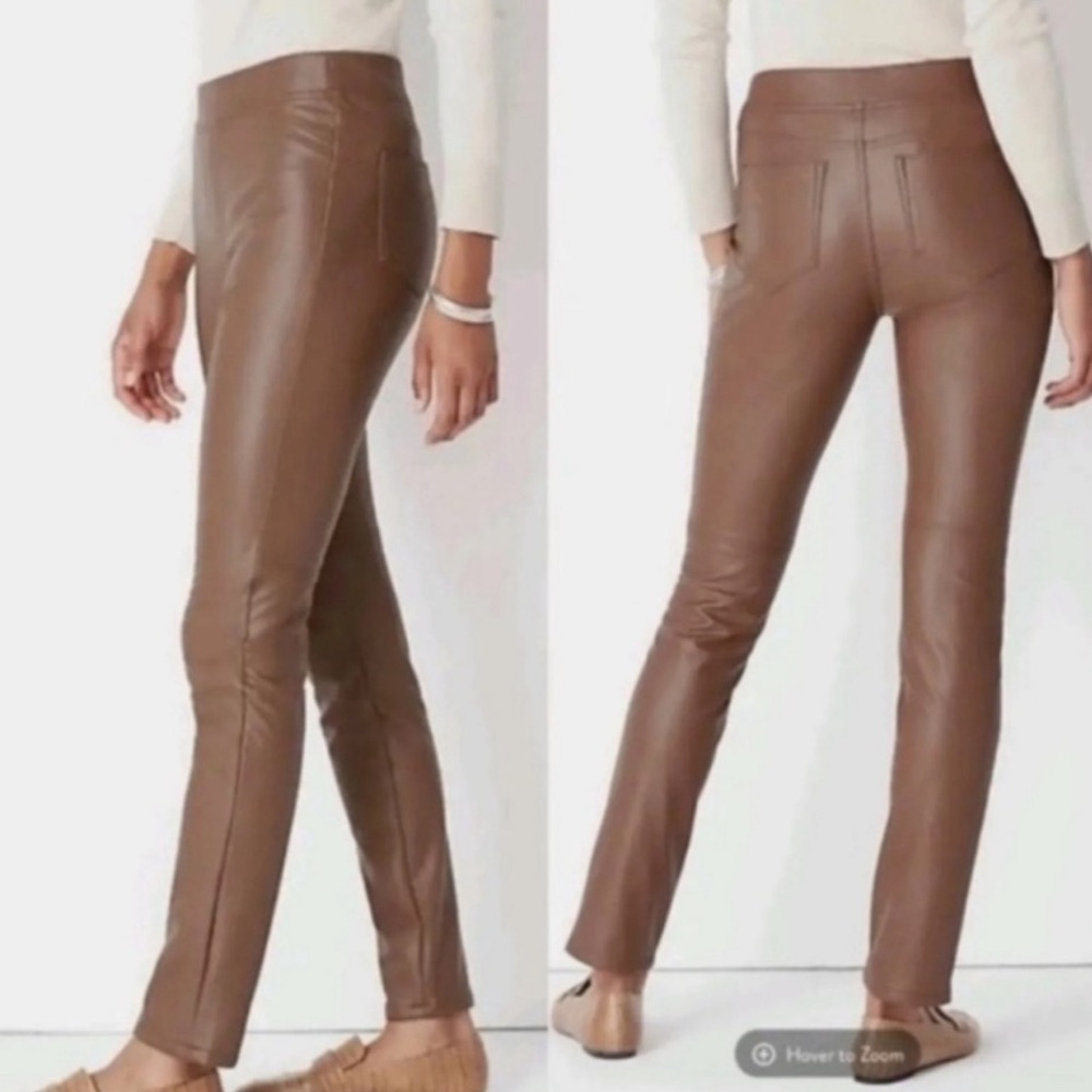 New J. Jill Vegan Leather Chestnut Leggings xl
